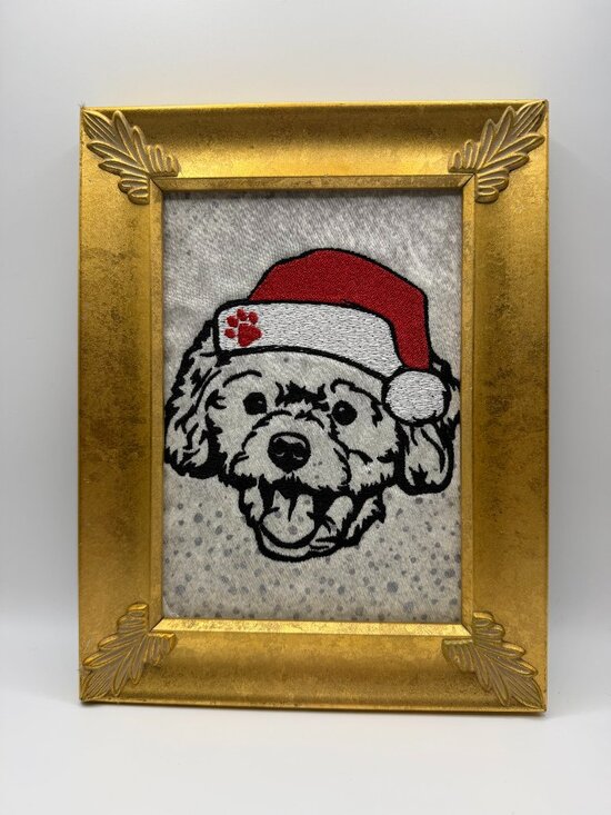 Simply Quilted Other - Homemade Dog In Santa Hat 5X7" Embroidery Art